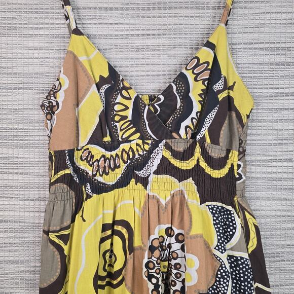 Speed Control New York Dress Womens Large Yellow Brown Floral Maxi Sundress Boho - Picture 7 of 8